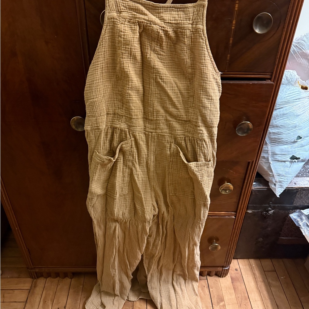 Free People Tan Corduroy Jumpsuit
